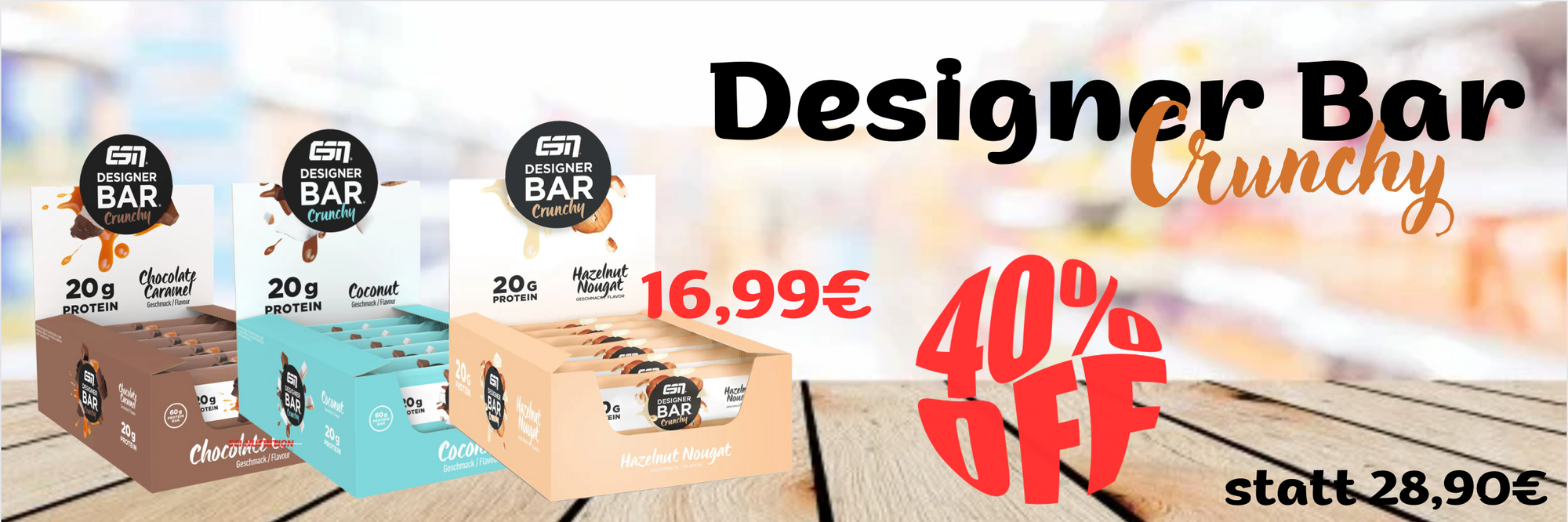 ESN Designer Bar - Designer Bar Crunchy Protein Riegel; Fitnessshop Berlin